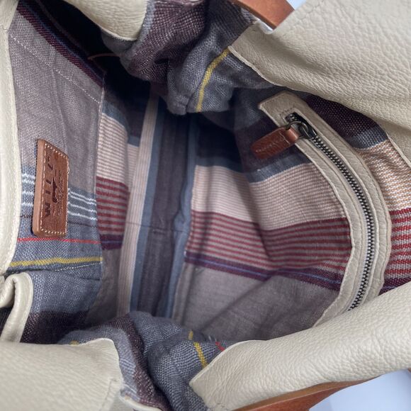 Will Leather Goods Handbag Beige Leather Magnetic Flap Pockets - Picture 8 of 11